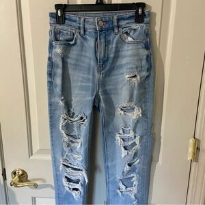 American Eagle Outfitters Ripped Blue Mom Jeans
